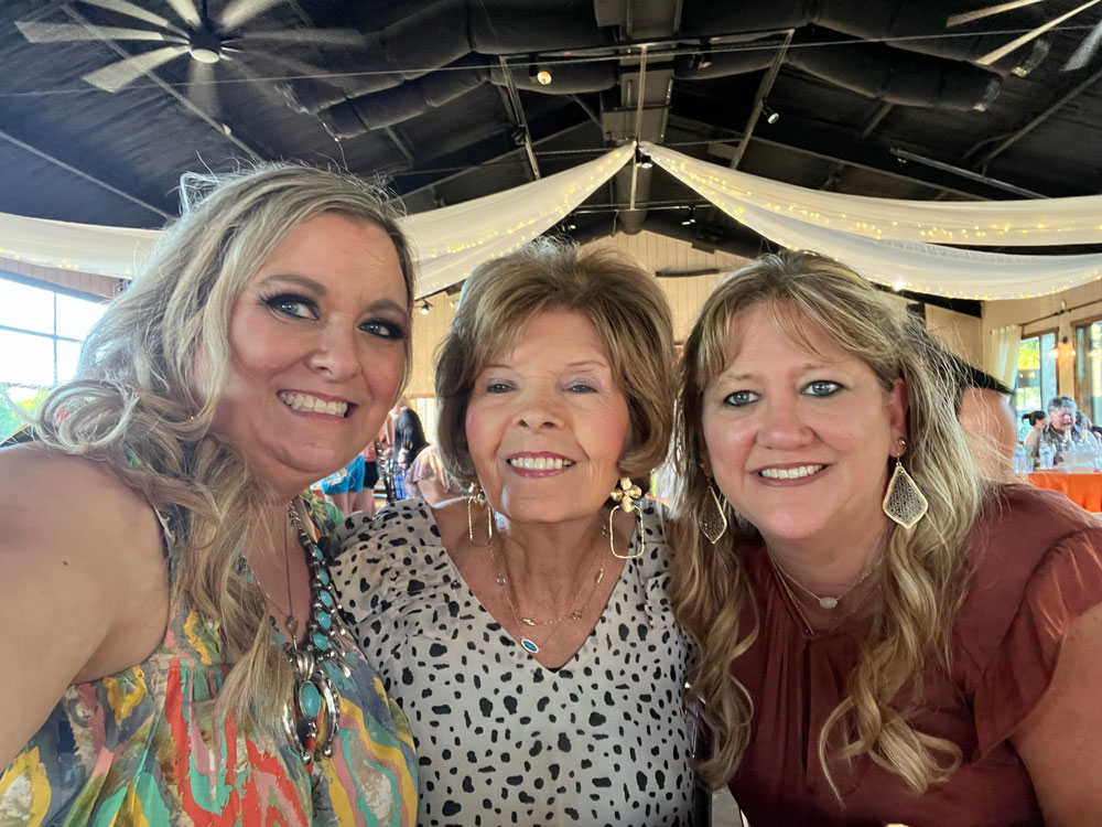 Patsy with Ashley Vincent (left) and Laura Ledford (right) at a Girls Night Out event at Lost Oak Winer in Burleson.